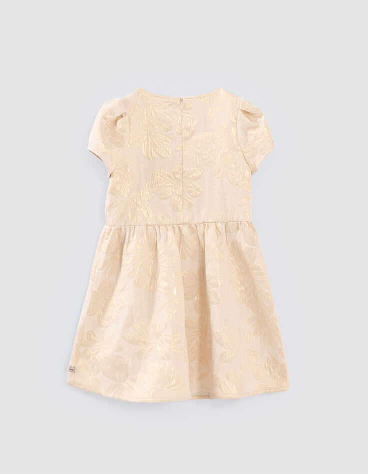 Beige jurk jacquard meisjes-2