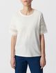 Wit T-shirt ronde hals kanten mouwen-2