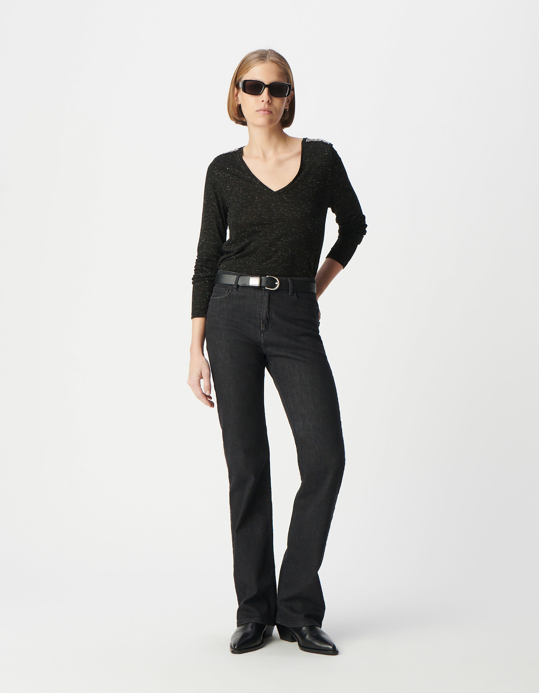 トップス soduk ribbon sleeve shirts black soduk（スドーク）の「ribbon everywhere shirt（シャツ