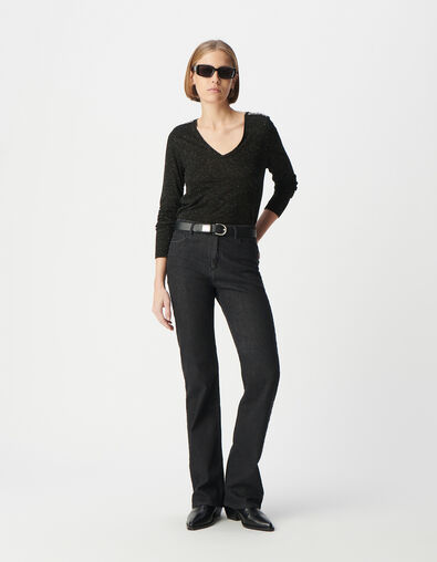 Mujer Camiseta negra de lentejuelas con tirantes joya - IKKS