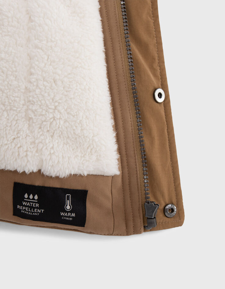 Zweilagig gefütterter Parka für Jungen in Kamel-6
