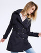 Trench largo marino de gabardina de algodón mujer-1