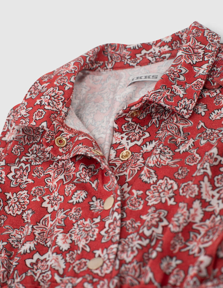 Mono corto rojo estampado floral bebé niña-3