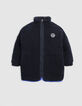 Abrigo reversible sherpa estrellas nailon azul marino niña-3