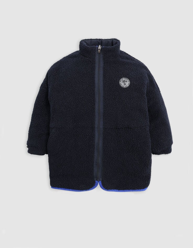 Abrigo reversible sherpa estrellas nailon azul marino niña-3