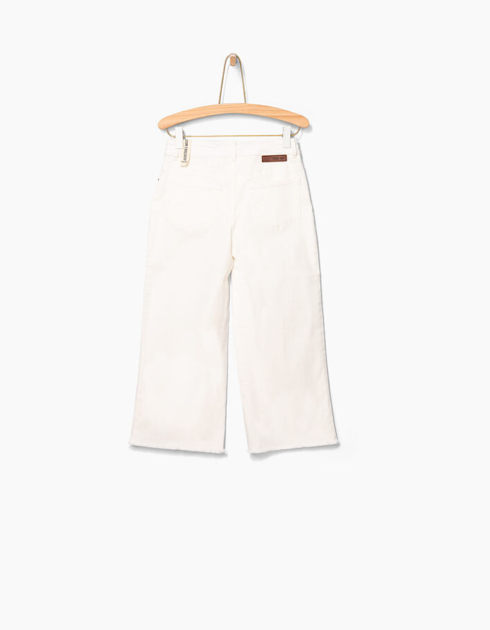 Girls’ off-white flared cropped fringed jeans - IKKS