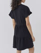 Women’s black V-neck dress buttoned down front-2