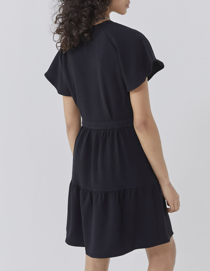 Women’s black V-neck dress buttoned down front-2