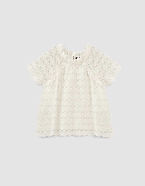 Blouse blanc cassé en dentelle fille - IKKS