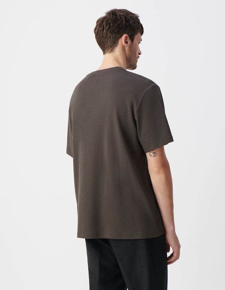 Herren-T-Shirt, khaki, Biobaumwolle, Relief-Netz-3 Herren-T-Shirt, khaki, Biobaumwolle, Relief-Netz-3