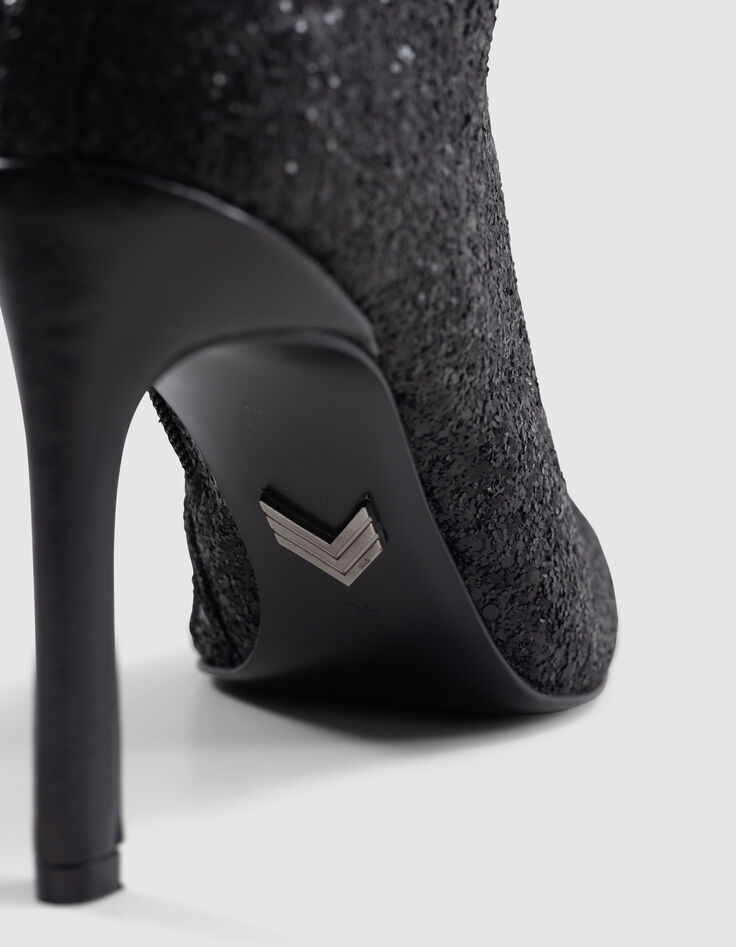 Pure Edition-zwarte glitterlaarsjes met hak voor dames-5