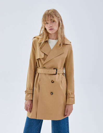 Trench beige largo medio con cinturón mujer - IKKS