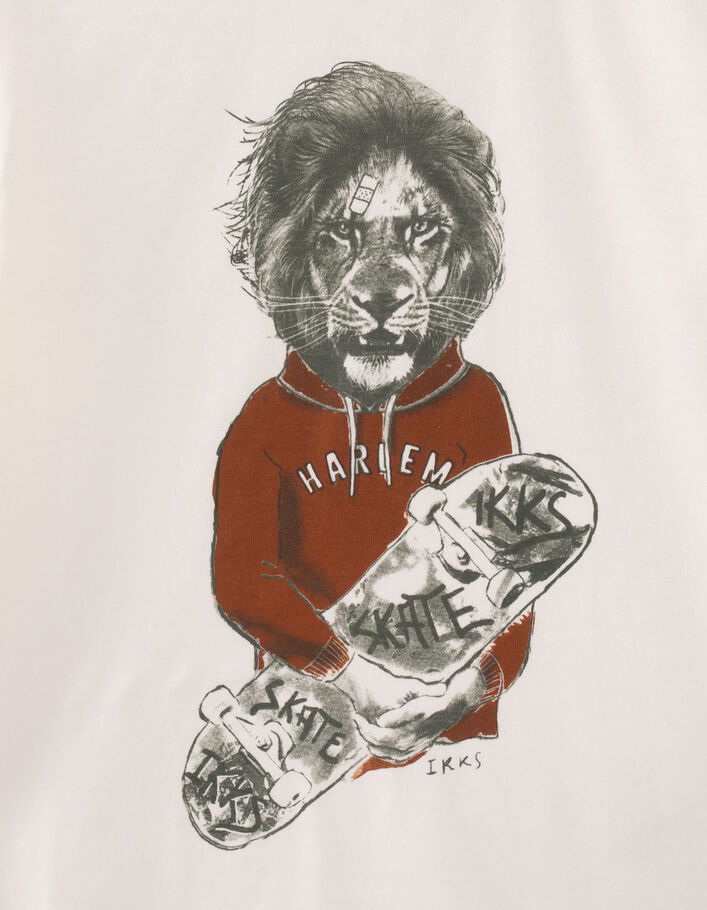 Boys’ ecru skateboarder-lion image T-shirt-5