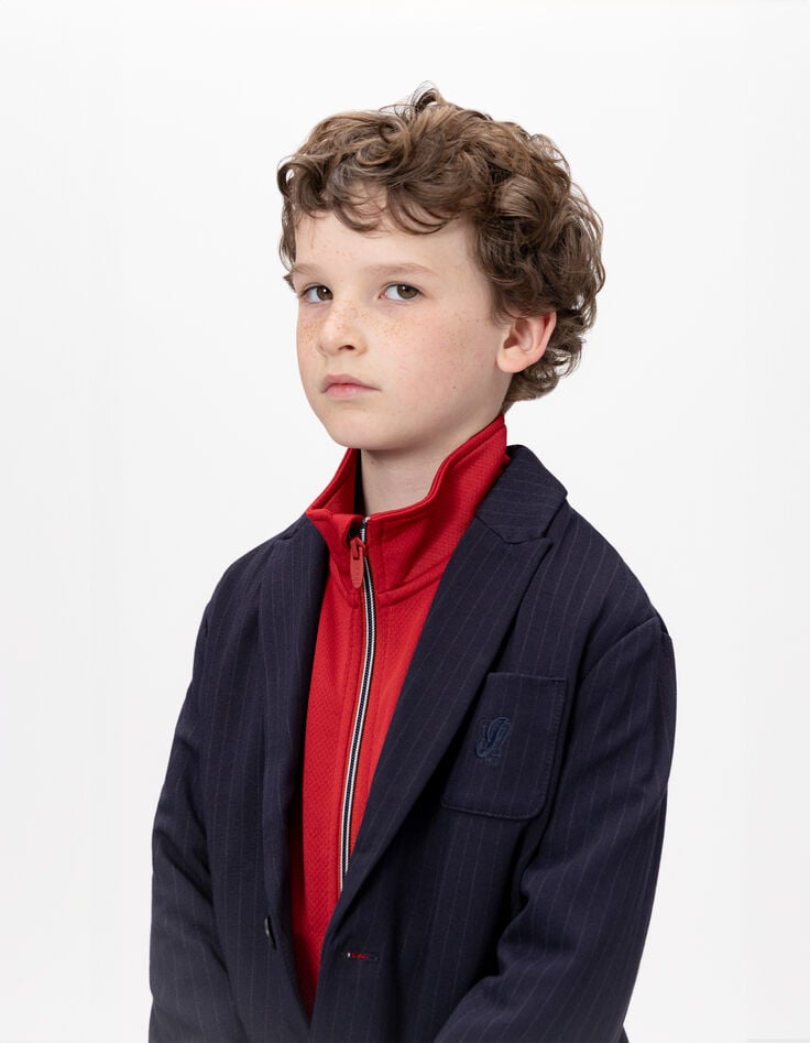 Boys’ navy pinstripe suit jacket-1 Boys’ navy pinstripe suit jacket-1