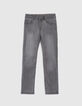 Boys’ grey SLIM jeans with woven belt-5