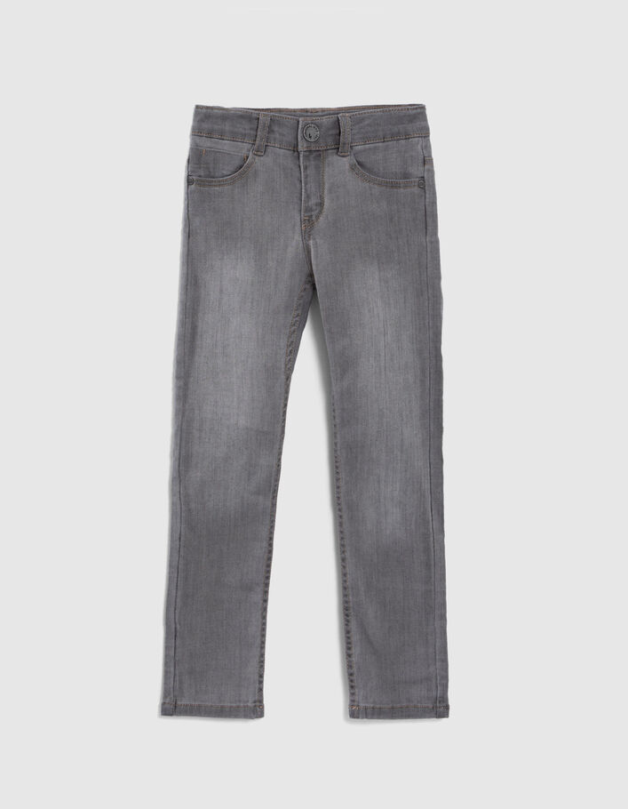Boys’ grey SLIM jeans with woven belt - IKKS