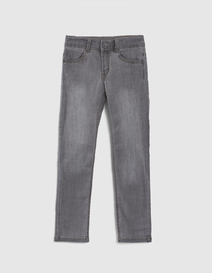 Boys’ grey SLIM jeans with woven belt-5