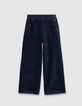 Pantalon de jogging bleue maille velours côtelé fille-4