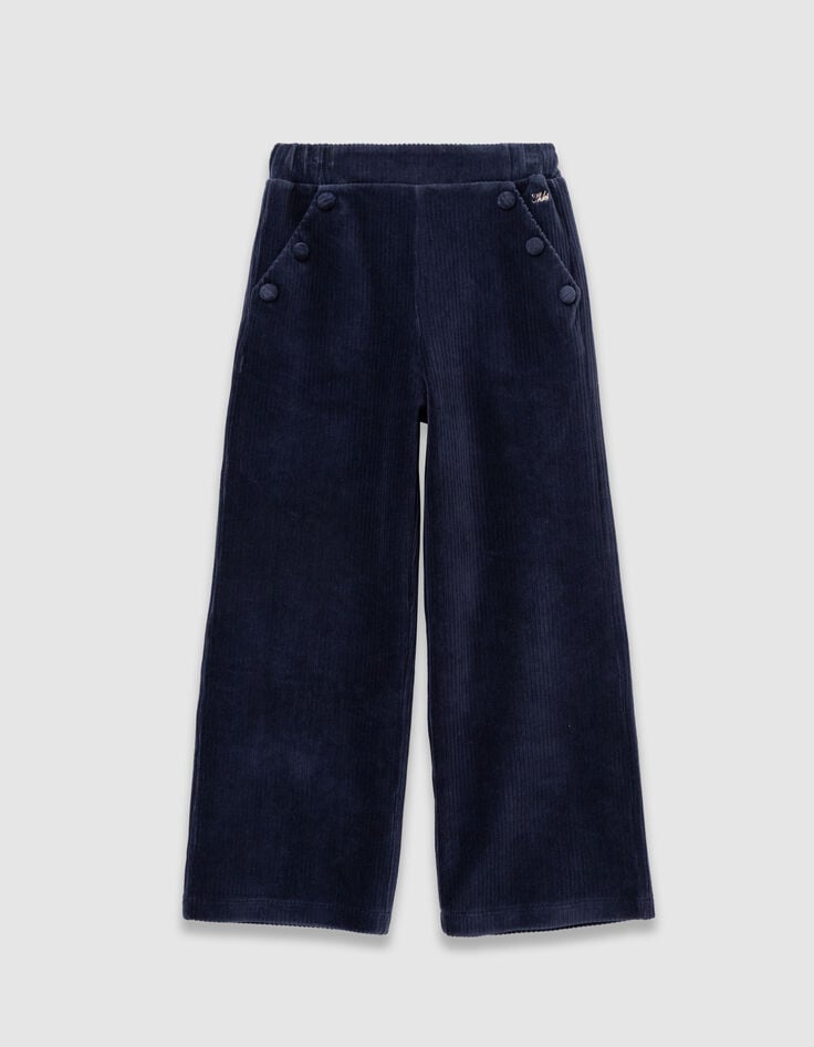 Pantalon de jogging bleue maille velours côtelé fille-4 Pantalon de jogging bleue maille velours côtelé fille-4