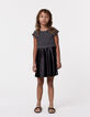 Vestido negro plisado top encaje trampantojo niña-1