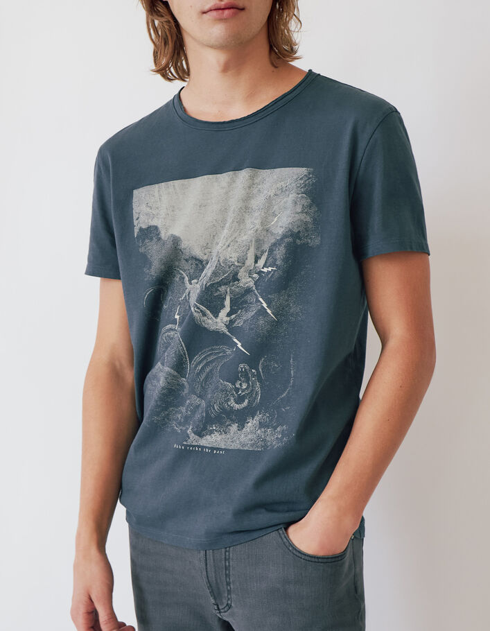 Men’s steel T-shirt with engraving image - IKKS