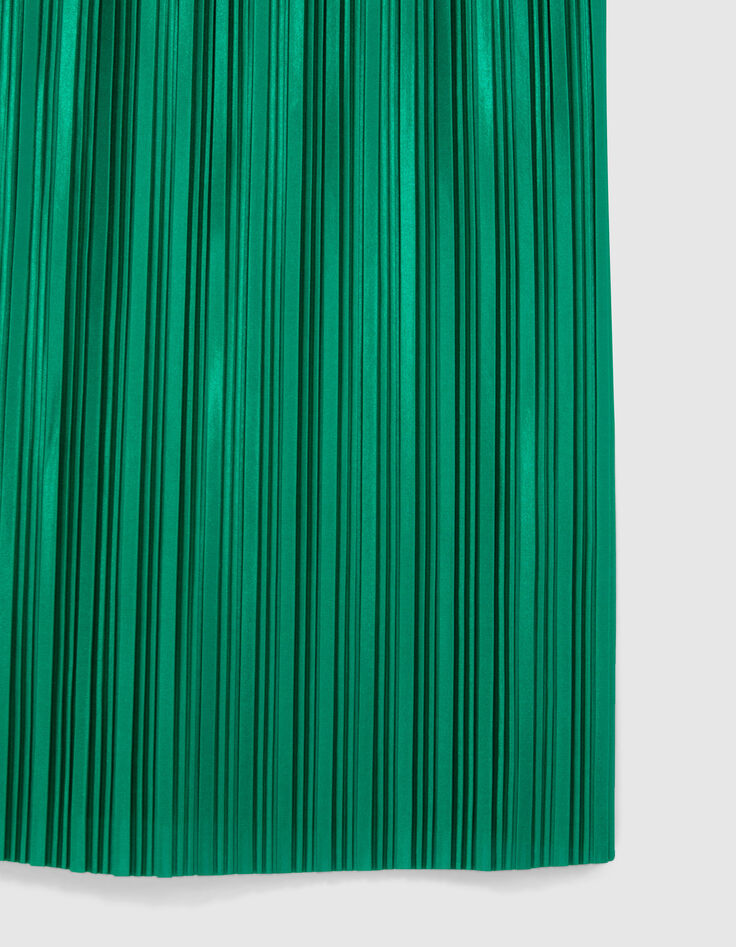 Vestido largo verde plisado niña-6