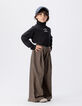Weite Braune Mädchenhose melierter Flanell-1