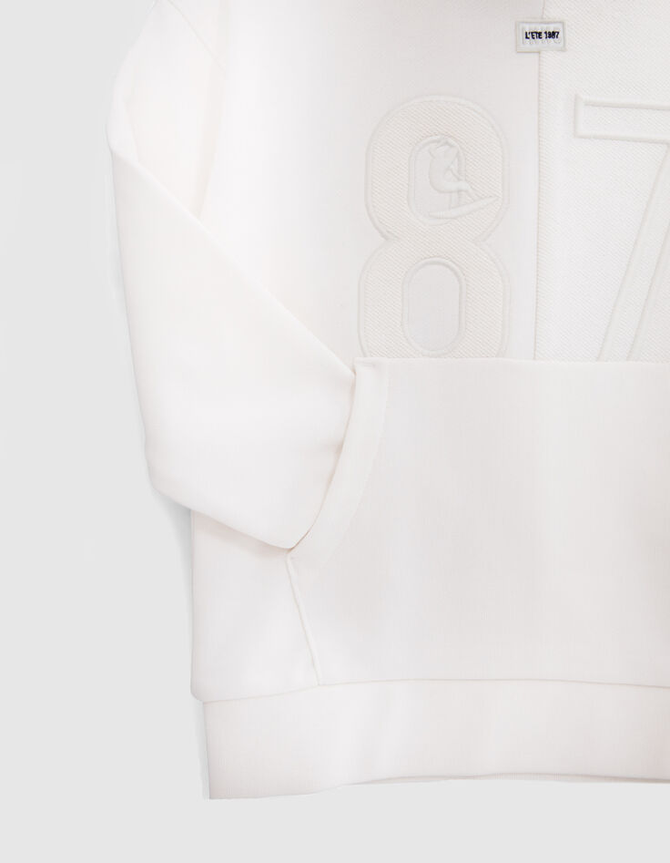 Sweat blanc cass&eacute; mix molleton maxi broderies gar&ccedil;on-5