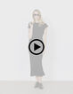 Vestido midi negro con lazo lateral Mujer-8