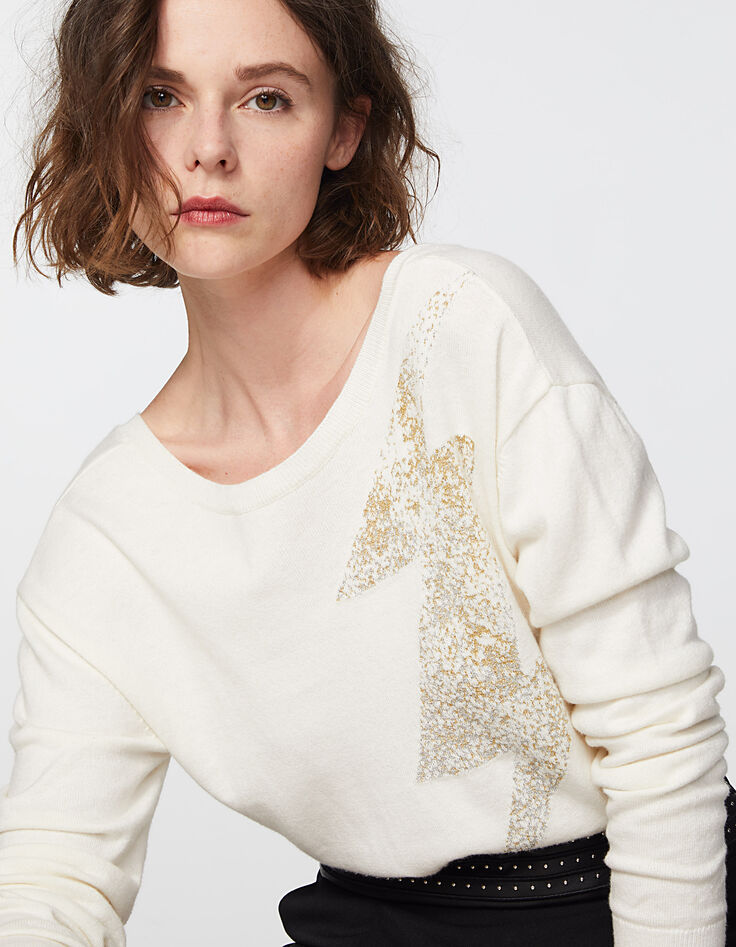 Pull blanc cassé coton cachemire éclair decolleté dos femme-5 Pull blanc cassé coton cachemire éclair decolleté dos femme-5
