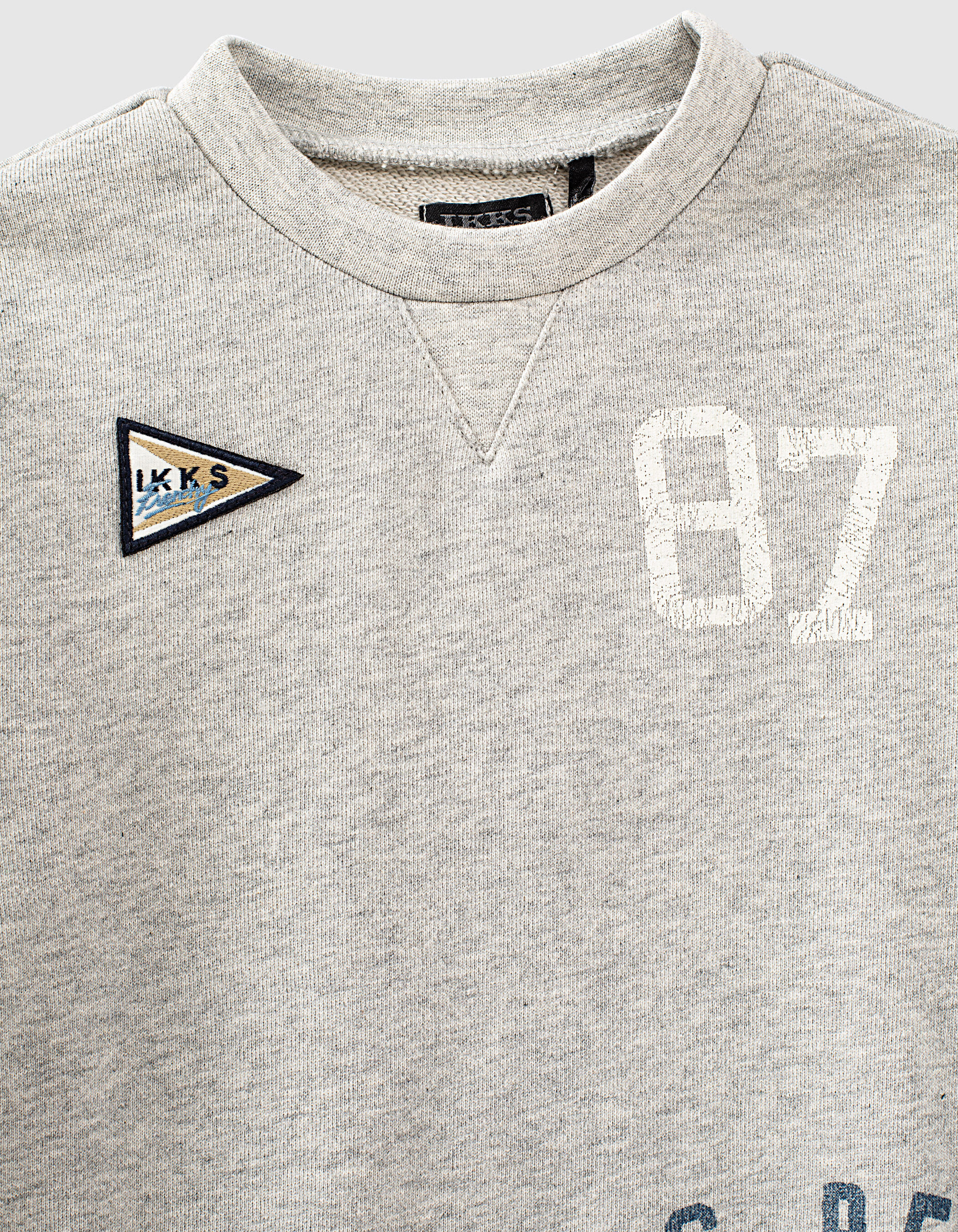 Boys grey marl sweatshirt with ecru sleeves