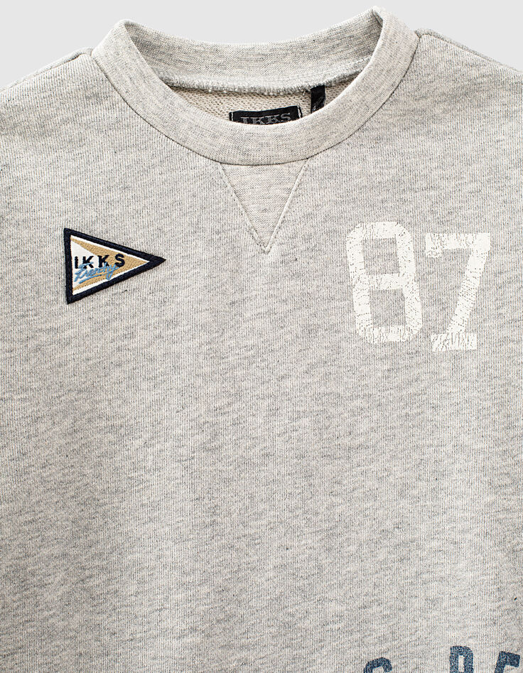 Boys’ grey marl sweatshirt with ecru sleeves-3