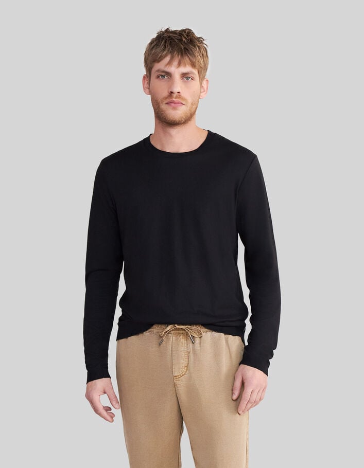 Men’s black cotton modal t-shirt - IKKS