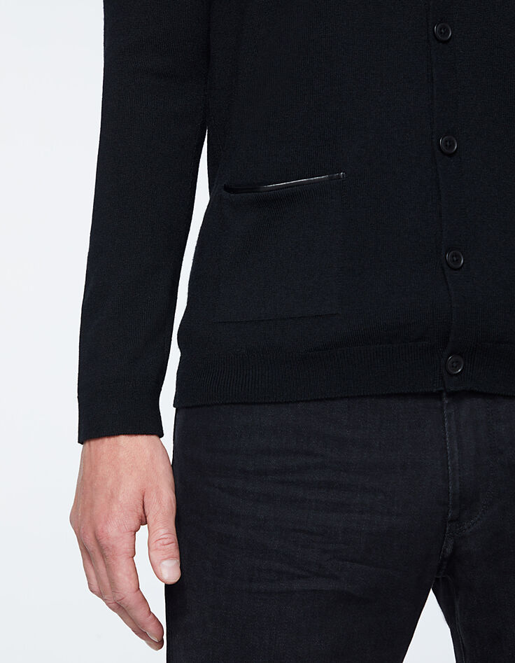Men’s black knit cardigan with pockets-6