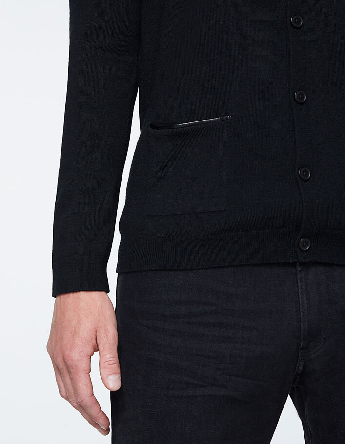 Men’s black knit cardigan with pockets - IKKS