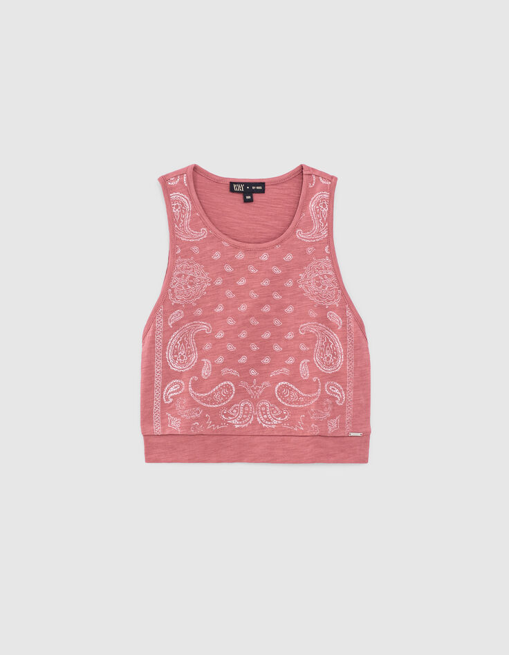 Débardeur bois de rose imprimé cachemire fille-1