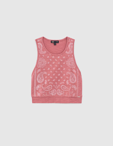 Camiseta de tirantes rosa palo estampado cachemira niña - IKKS