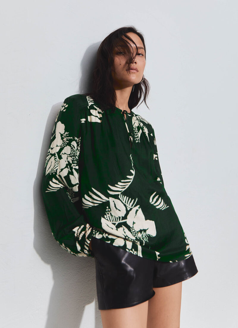 Pure Edition-Groene blouse Jungle Vibe print Dames
