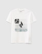 Tee-shirt blanc visuels guitariste-surfeur bio Homme-6