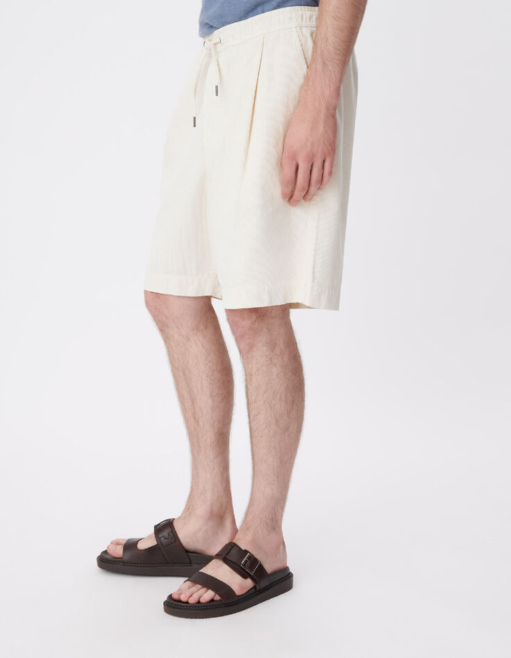 Men's white velvet milleraies Bermuda shorts-5