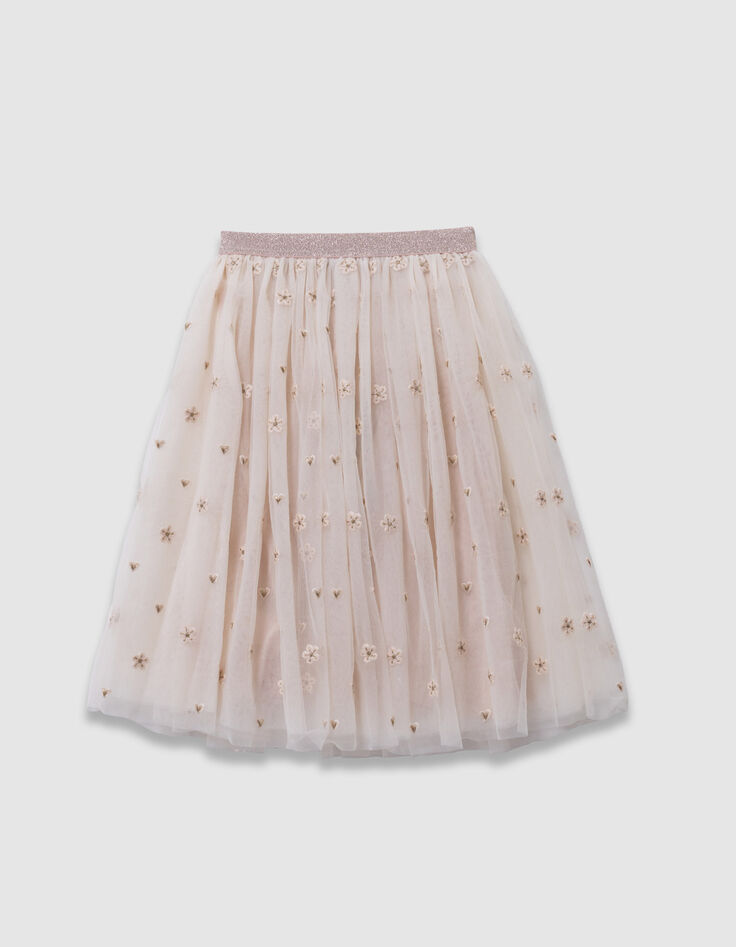 Girl's white tulle midi skirt-4