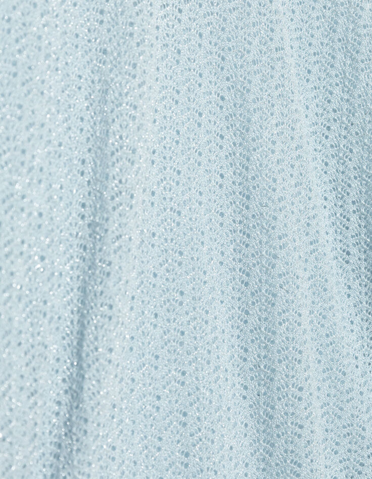 Pull chic bleu tricot fantaisie paillet&eacute; ajour&eacute; Femme-9