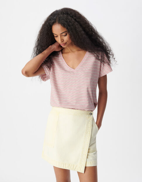 Camiseta de rayas rosas para mujer - IKKS