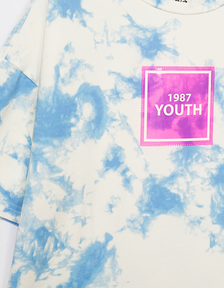 Girls' lavender-blue tie-dye T-shirt-2