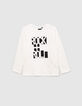 Boys’ off-white T-shirt with black letter slogan-2