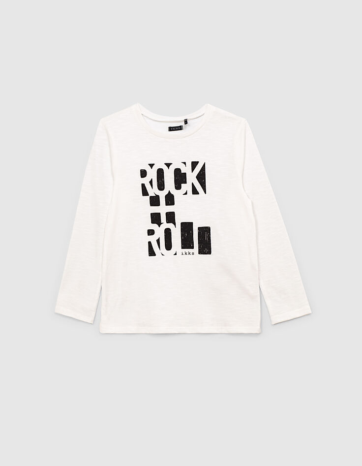 Boys’ off-white T-shirt with black letter slogan-2