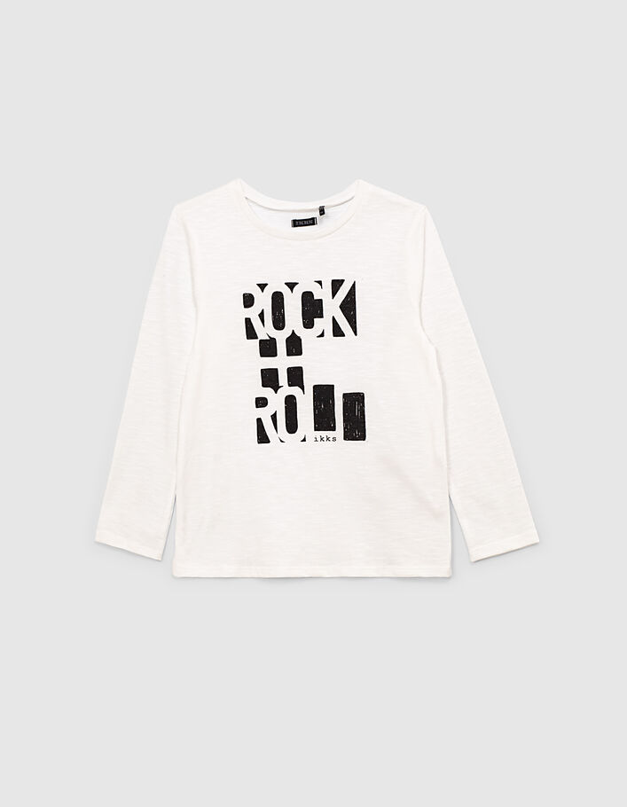 Camiseta blanco roto con mensaje letra negra niño  - IKKS