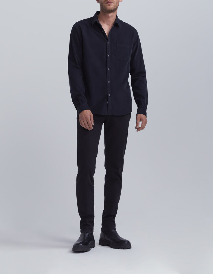 Chemise REGULAR marine en velours milleraies Homme-7