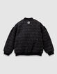 Blouson noir esprit tweed fille-6