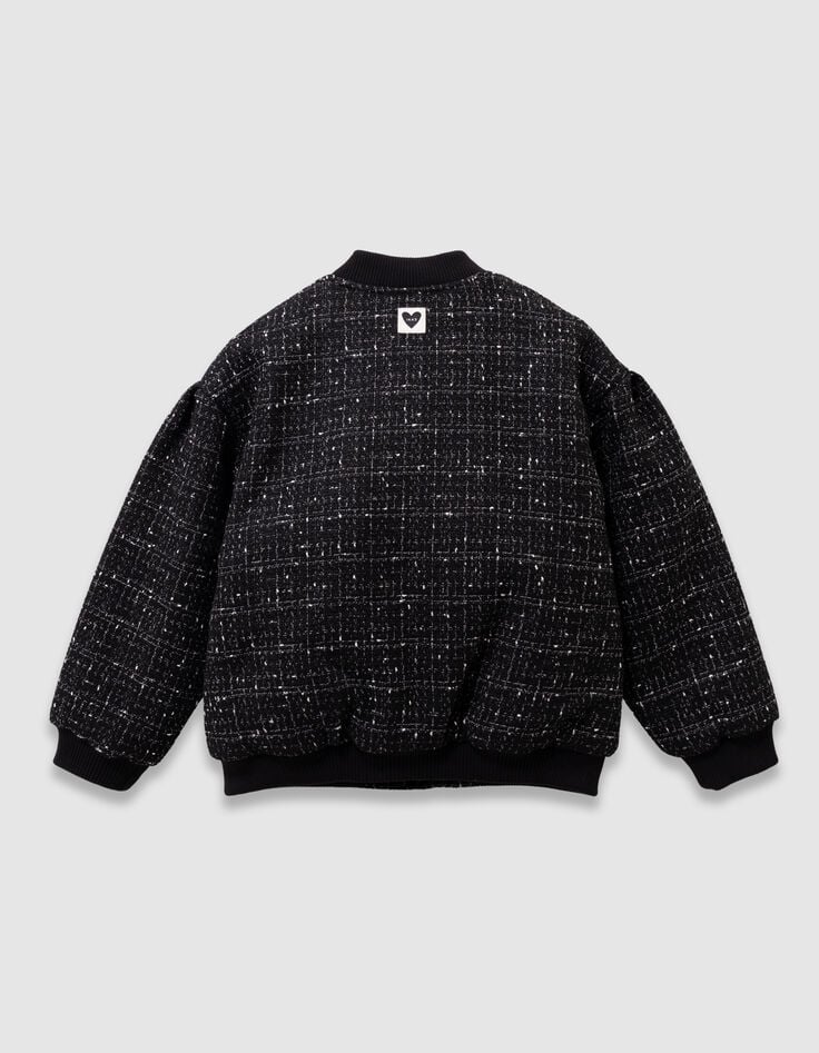 Blouson noir esprit tweed fille-6